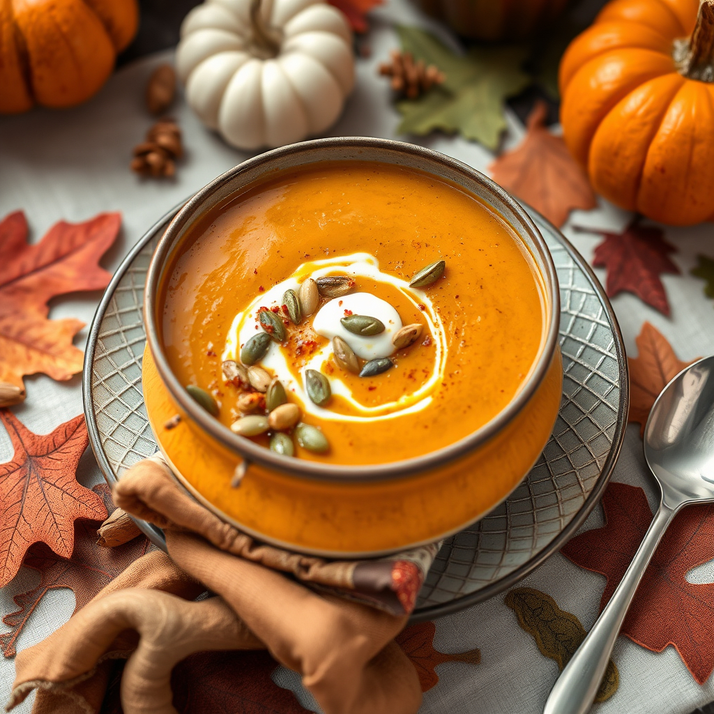 Spicy vegan peanut pumpkin soup recipe for a hearty meal.