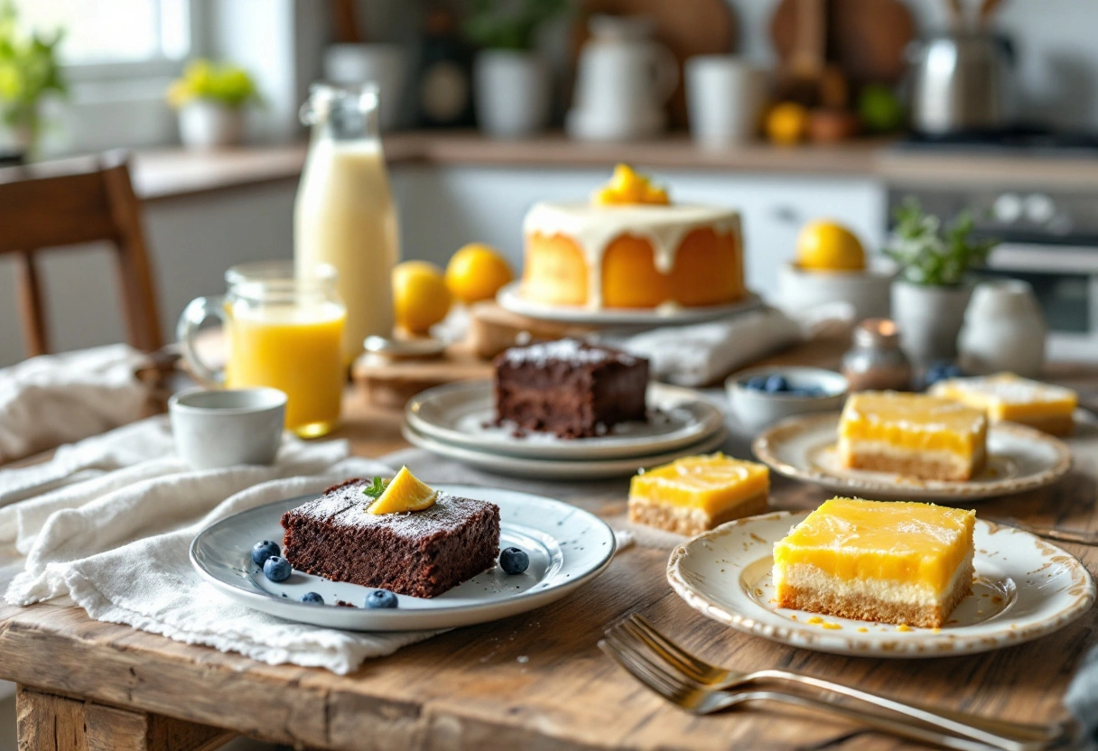 Assorted Buttermilk Desserts Displayed on Rustic Table