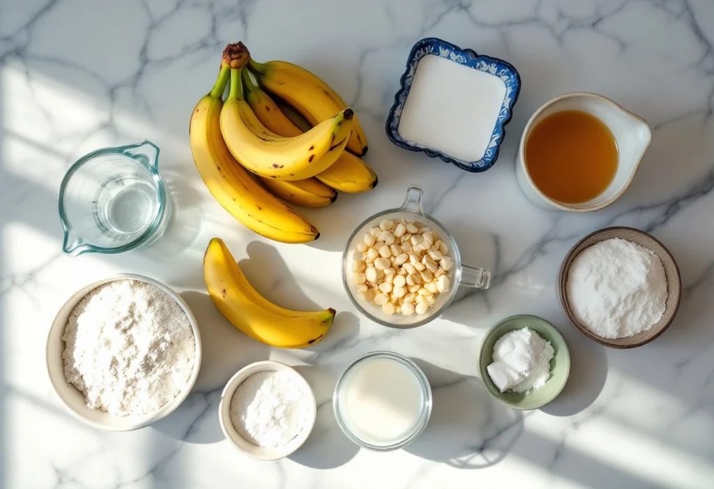 Ingredients for Vegan Banana Cake arranged neatly