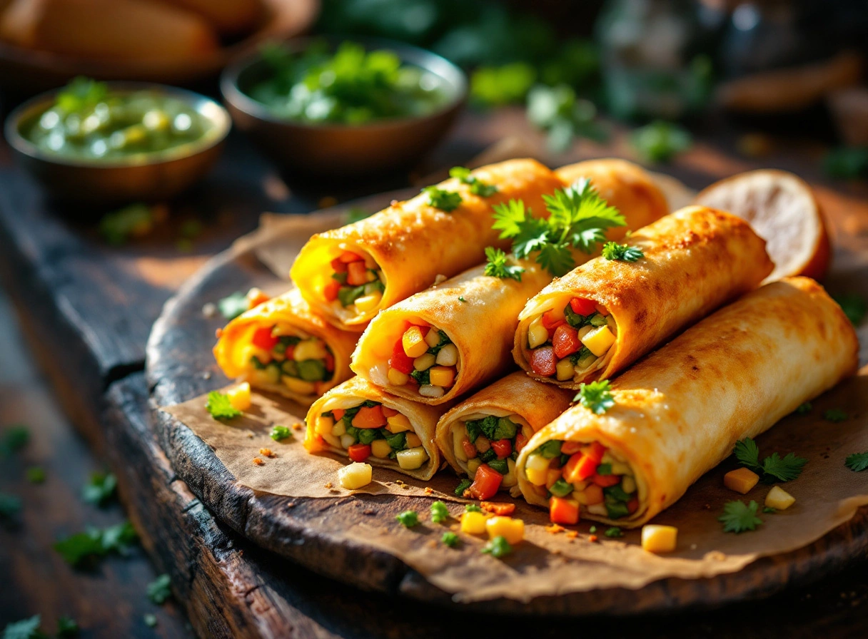 Freshly prepared Veg Egg Roll Recipeon a table