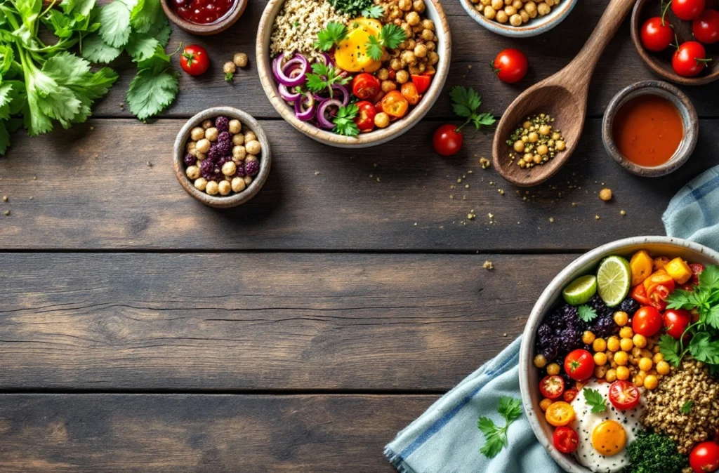 vegan meal prep recipes Bowls with Colorful Ingredients