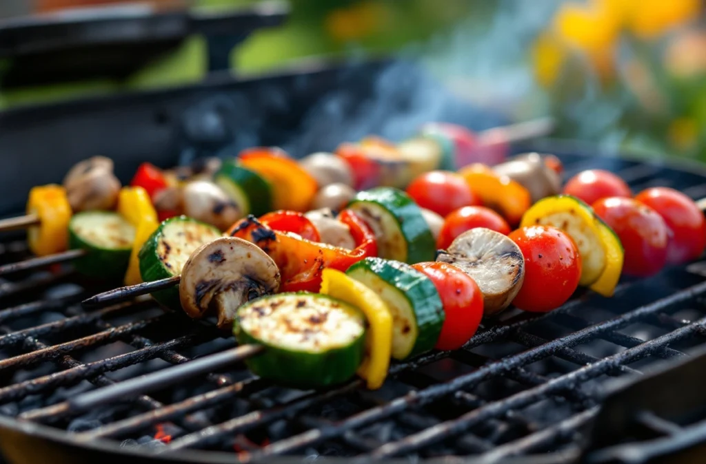 Grilled vegetable skewers vegan BBQ