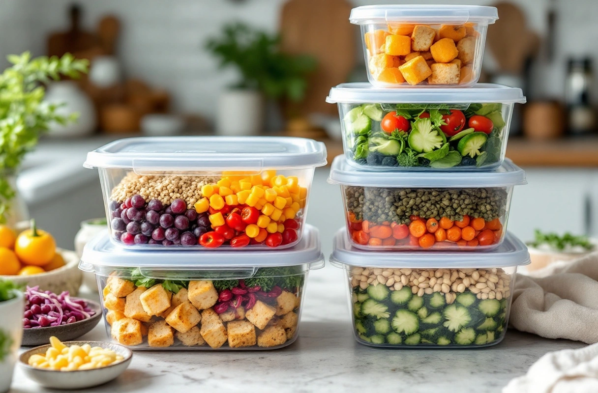 Colorful Vegan Meal Prep Containers
