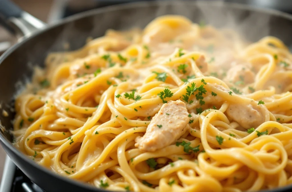Tossing Parmesan Garlic Chicken Pasta